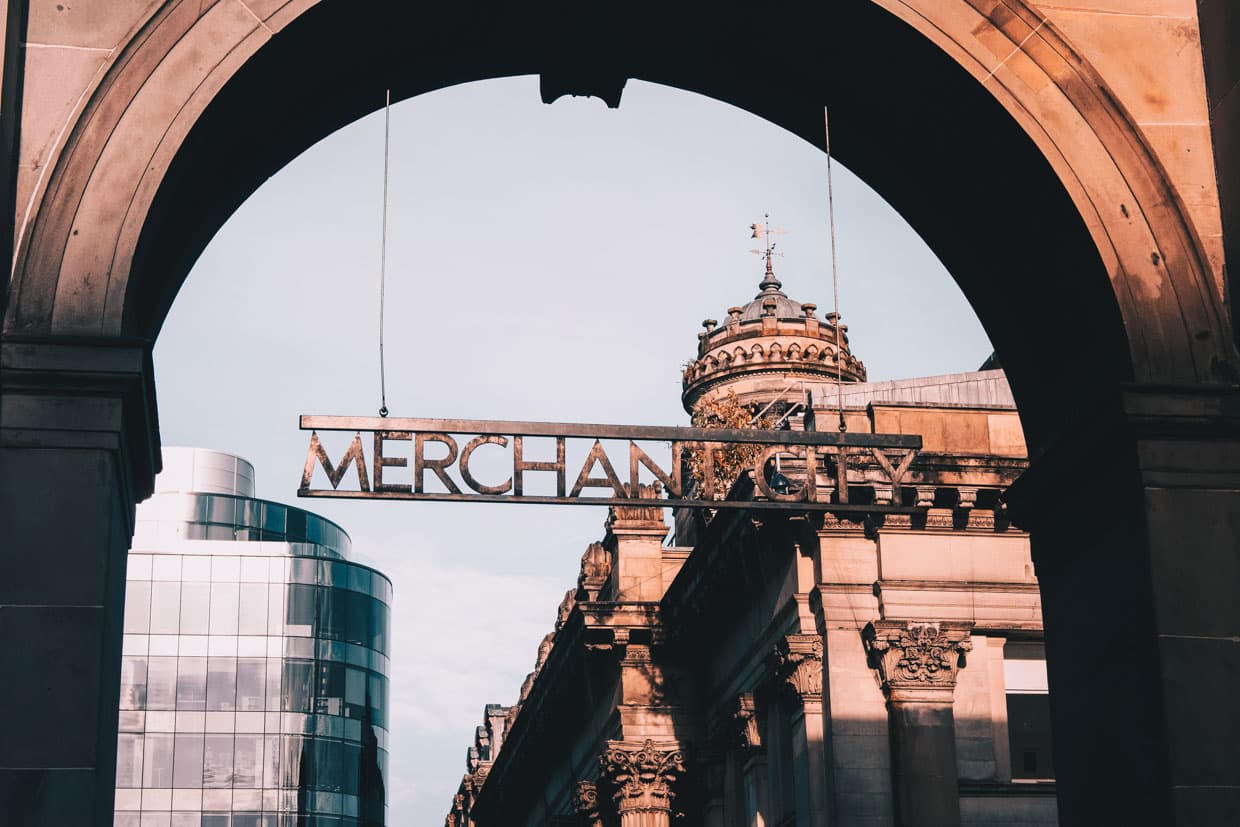 Merchant City arch in Glasgow near The Bellman