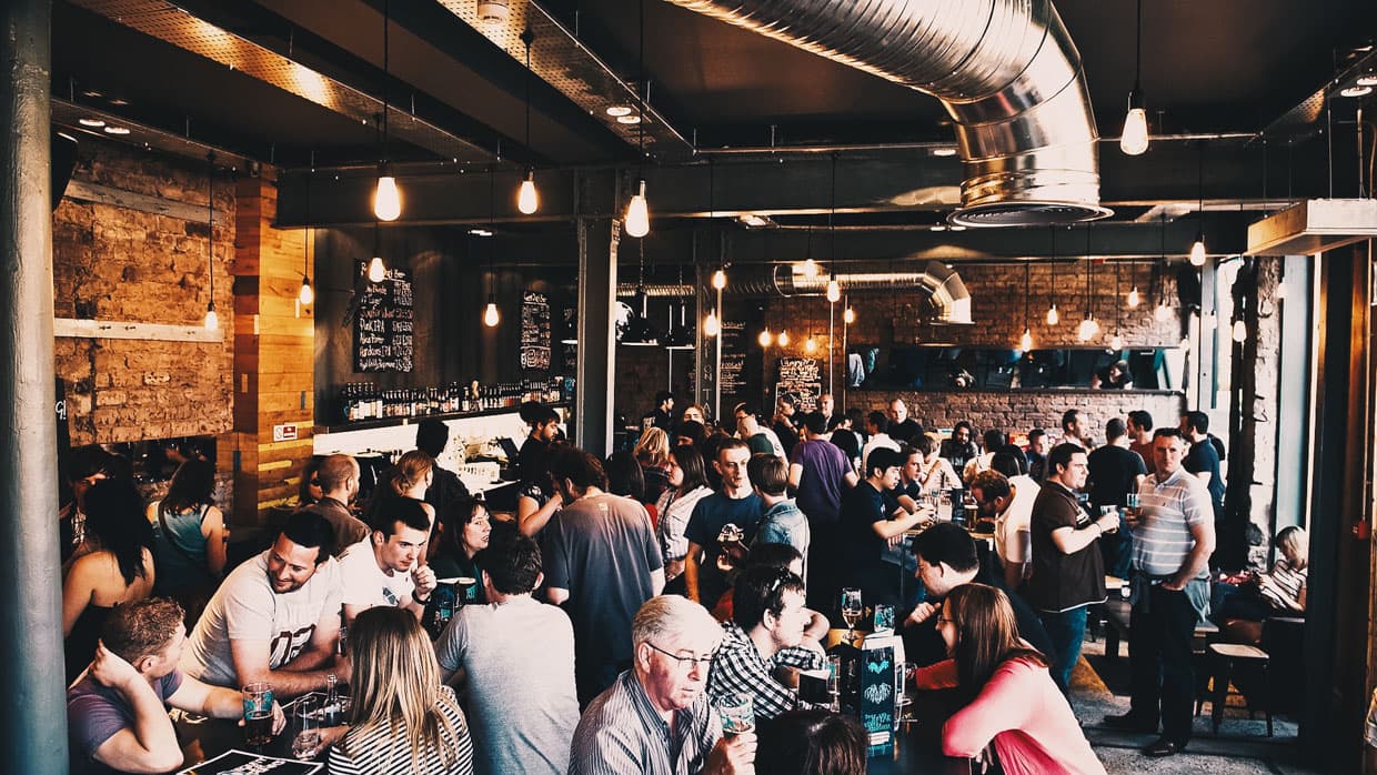 Packed Saturday night atmosphere inside The Bellman, Merchant City Glasgow